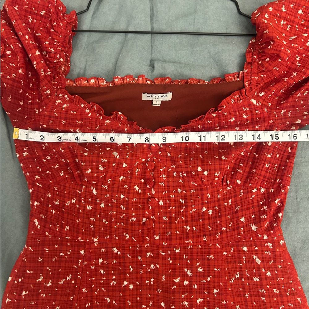 Petite Studio NYC Maisy - Floral mini dress, sweetheart neckline, puff sleeve, S - Picture 6 of 10